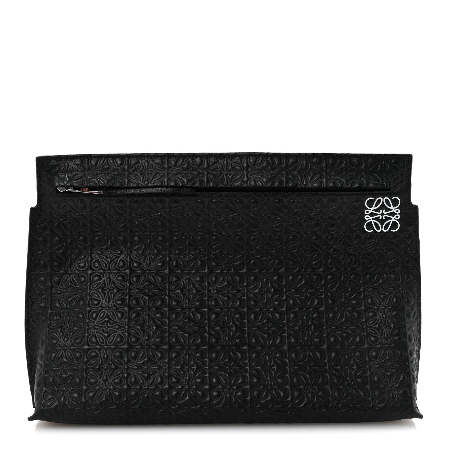 Loewe Calfskin Embossed Repeat T Pouch Black 1 of 7