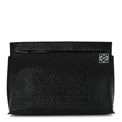 Loewe Calfskin Embossed Repeat T Pouch Black 1 of 7