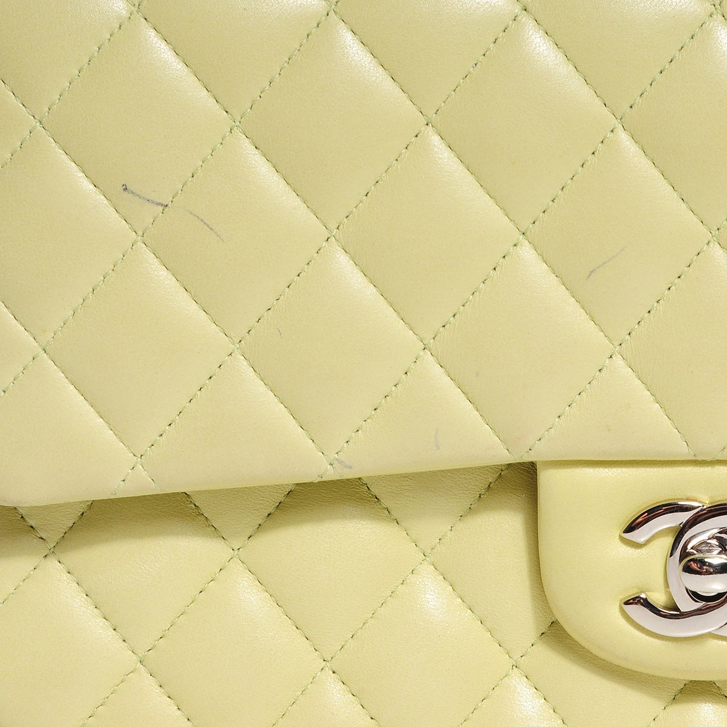 Lambskin Quilted Medium Double Flap Yellow