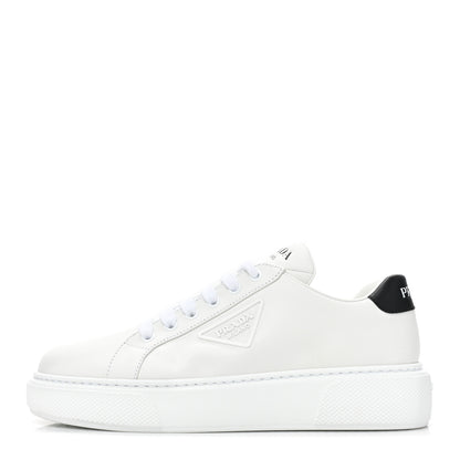 Prada Vitello Soft Rubber Triangle Logo Womens Low Top 40mm Sneakers 38.5 White 1 of 11