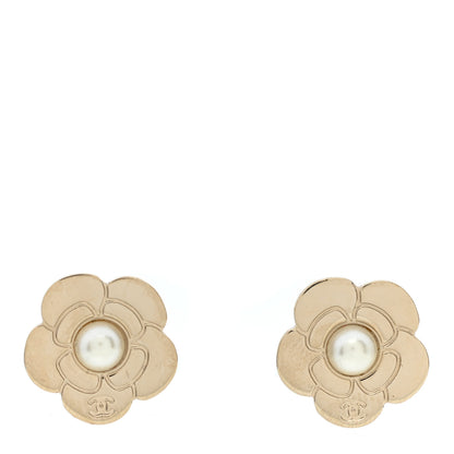 Chanel Pearl CC Camellia Earrings Gold 1 of 5