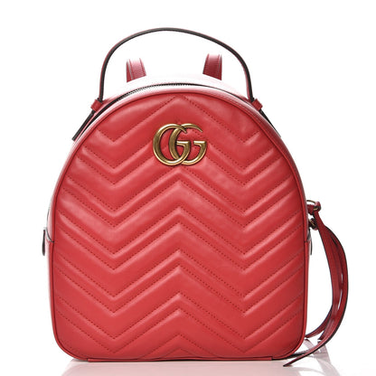 Gucci Calfskin Matelasse GG Marmont Dome Backpack Hibiscus Red 1 of 7