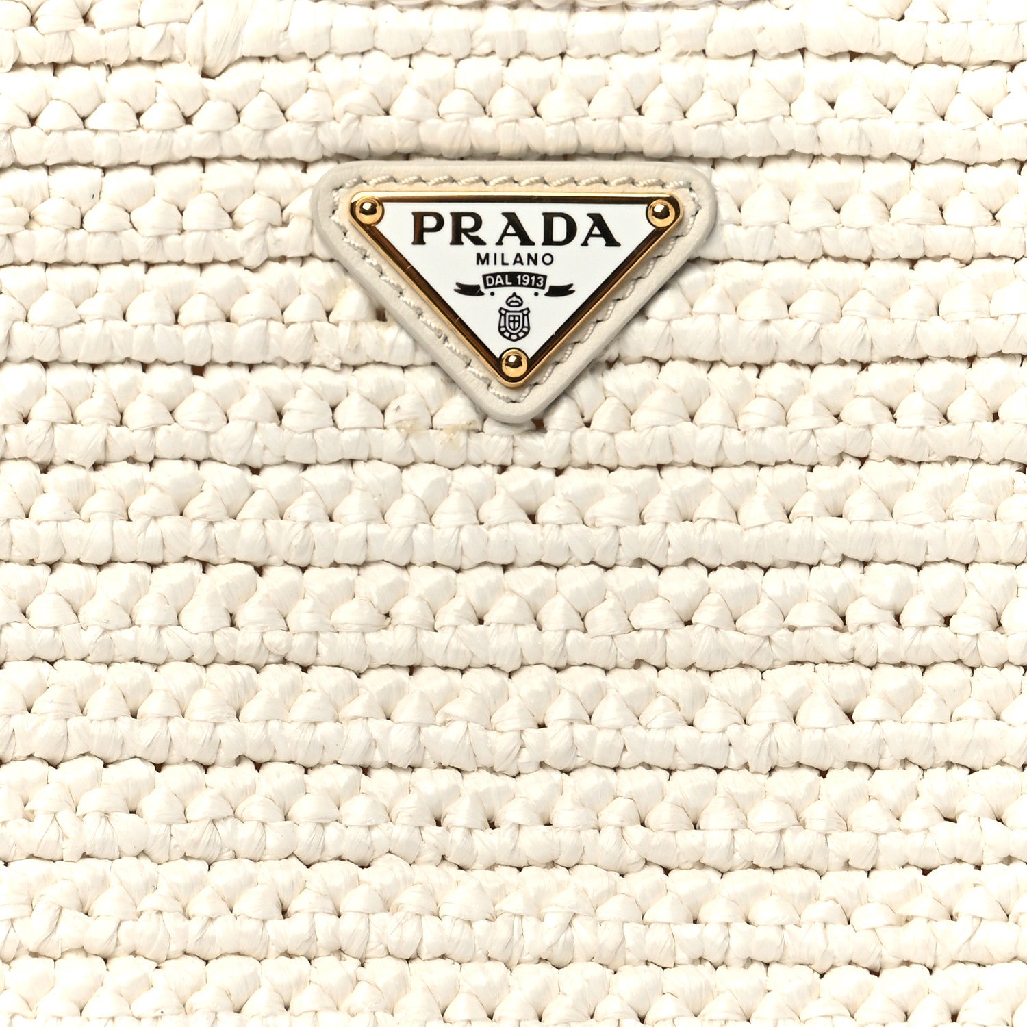Prada Yarn Raffia Effect Crochet Re-Edition 2005 Shoulder Bag White 8 of 10