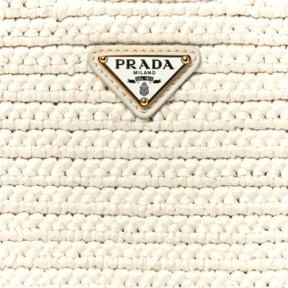 Prada Yarn Raffia Effect Crochet Re-Edition 2005 Shoulder Bag White 8 of 10