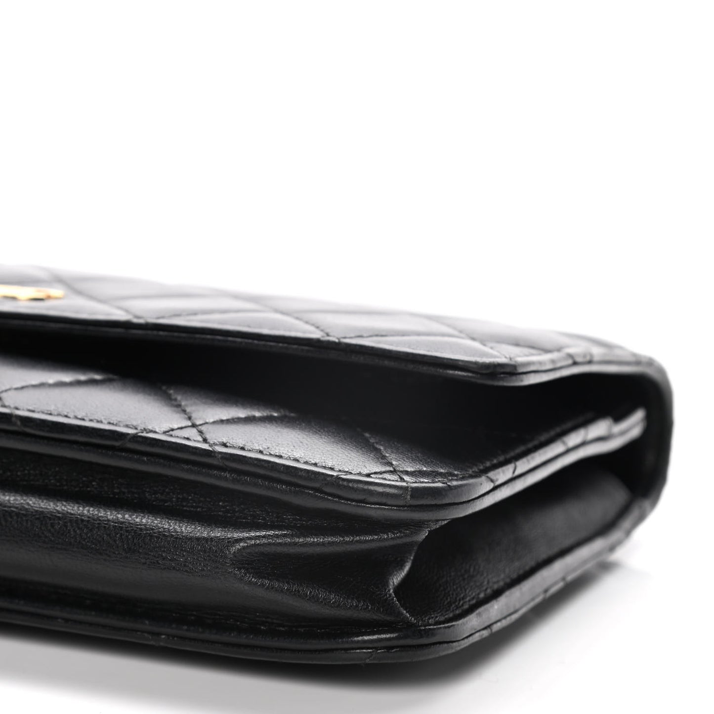 Lambskin Quilted Wallet On Chain WOC Black