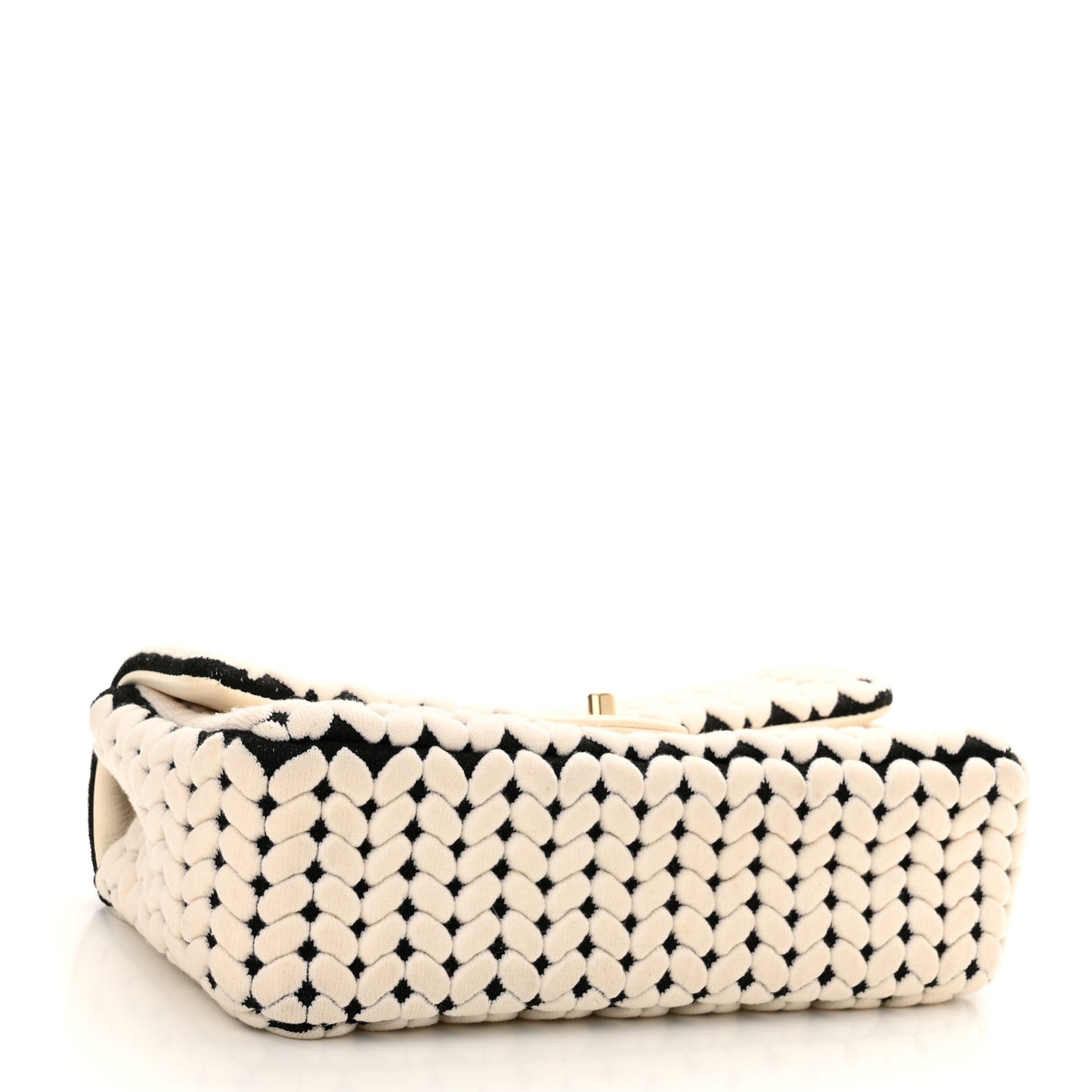 Calfskin Wool Woven Flap White Black