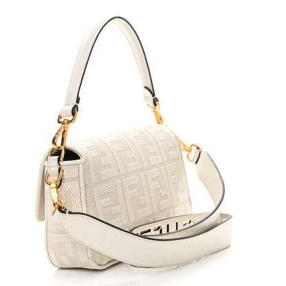 Fendi Canvas Vitello King Extra Strap FF Embroidered Baguette White Ice 2 of 12