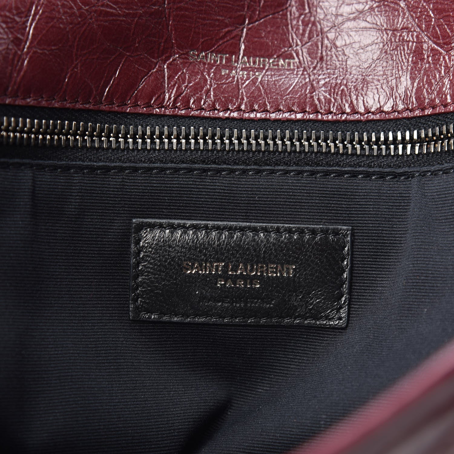 Saint Laurent Crinkled Calfskin Matelasse Monogram Medium Niki Chain Satchel Burgundy 5 of 9