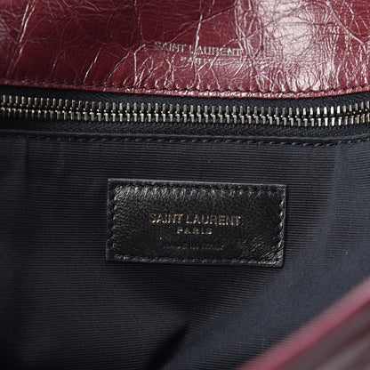 Saint Laurent Crinkled Calfskin Matelasse Monogram Medium Niki Chain Satchel Burgundy 5 of 9