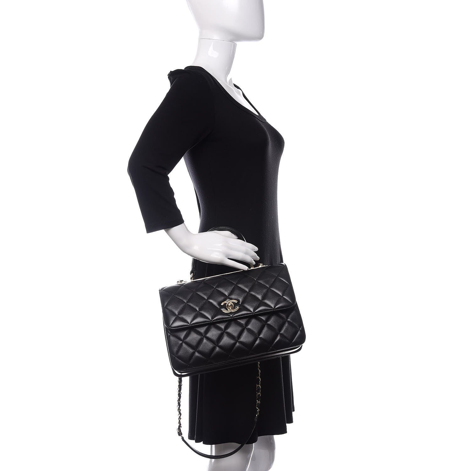 Chanel Lambskin Quilted Medium Trendy CC Flap Dual Handle Bag Black 3 of 14