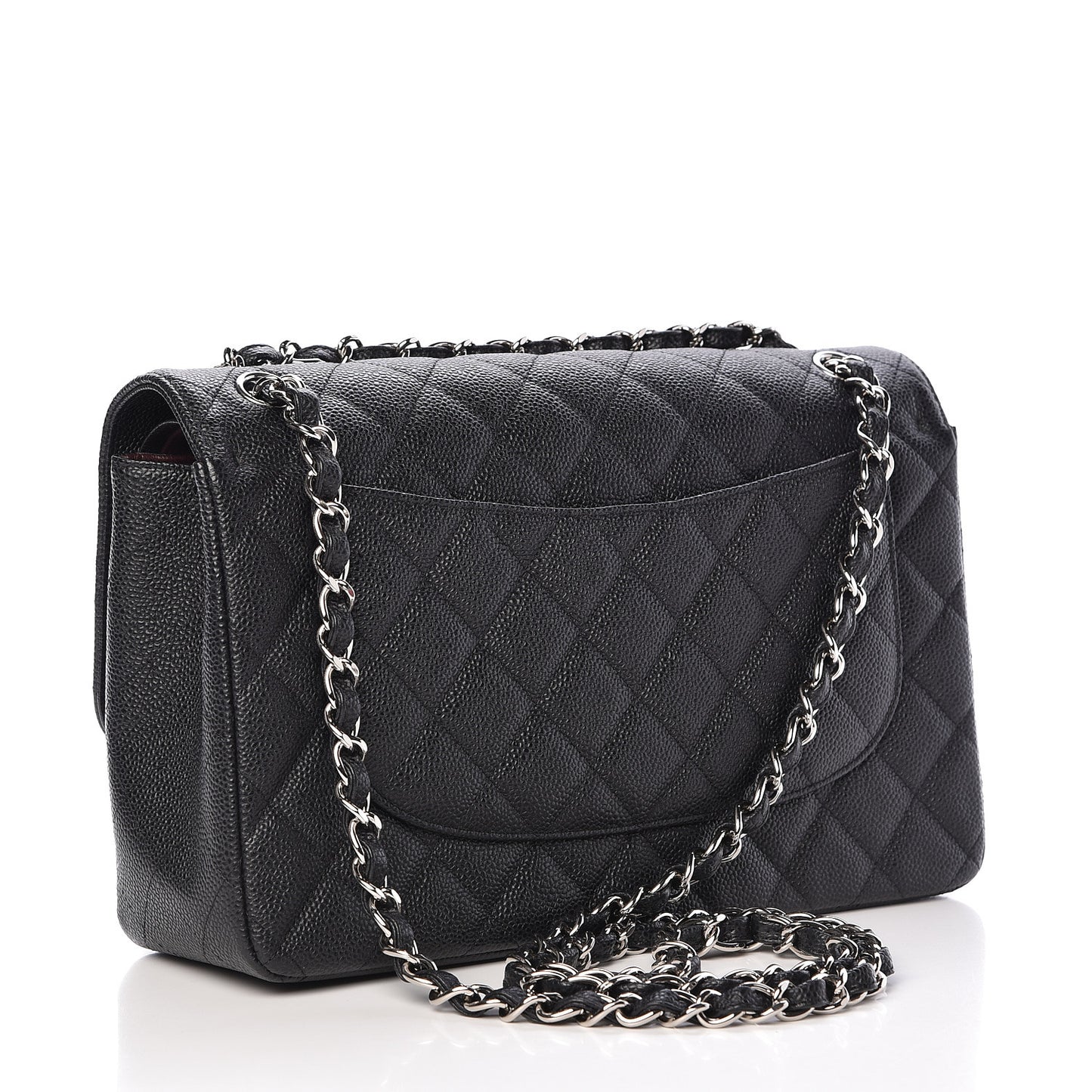 Caviar Quilted Jumbo Double Flap Black