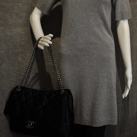 Chanel Satin Quilted XL Flap Black 2 of 2