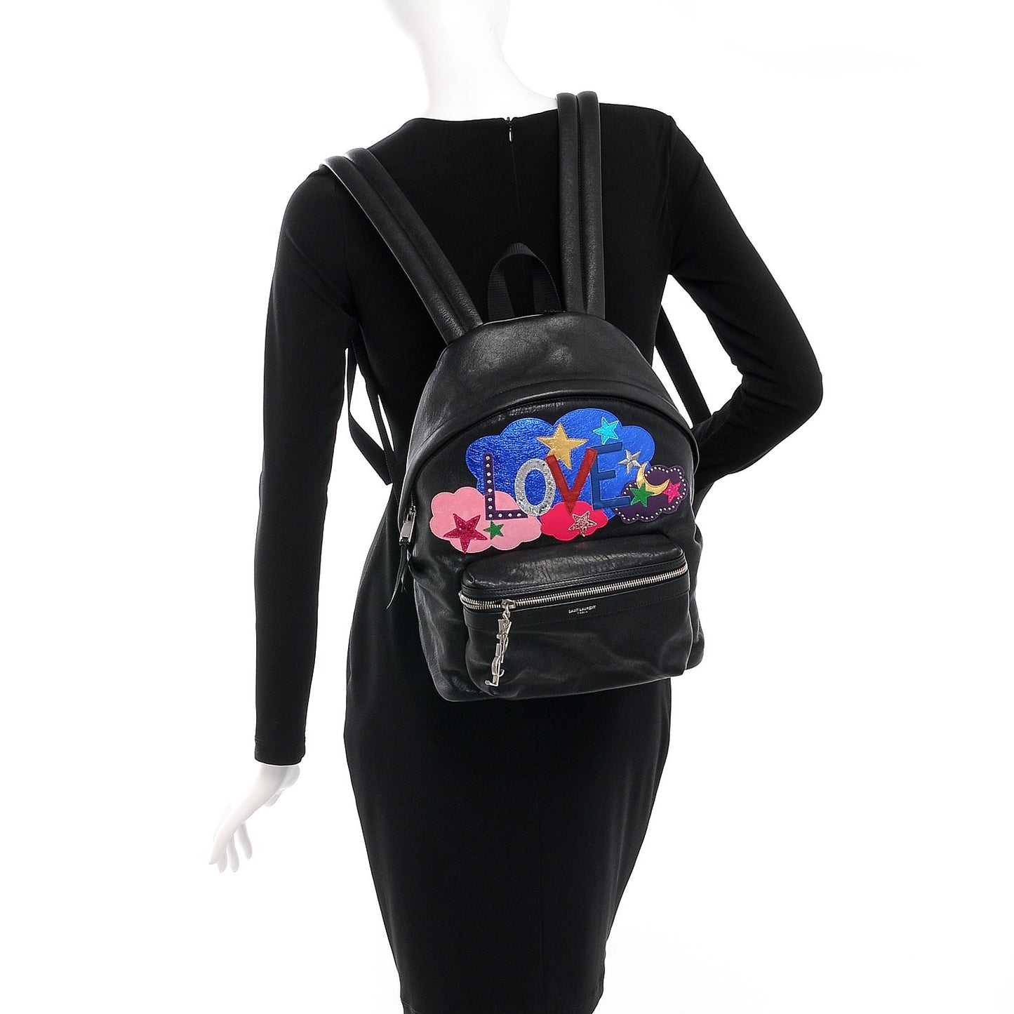 Sheepskin Mini Love Appliqué City Backpack Black