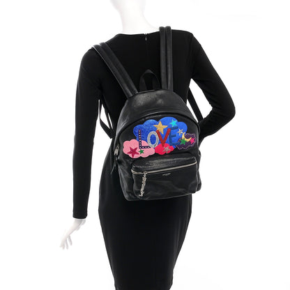 Saint Laurent Sheepskin Mini Love Appliqué City Backpack Black 2 of 7