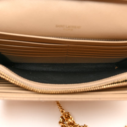 Saint Laurent Grain De Poudre Matelasse Chevron Monogram Chain Wallet Nude Powder 5 of 10