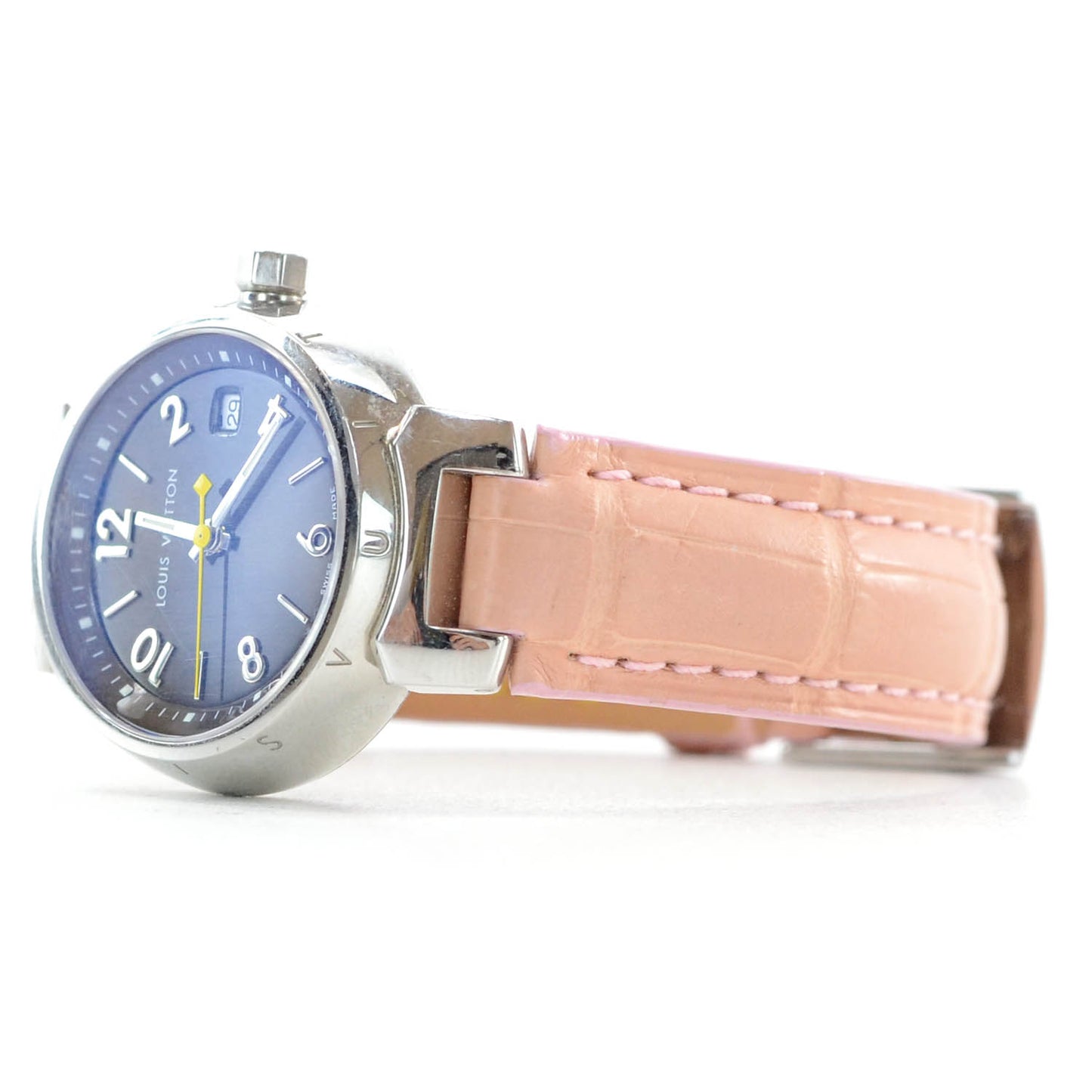 Stainless Steel Alligator 28mm Tambour Quartz Watch Brown