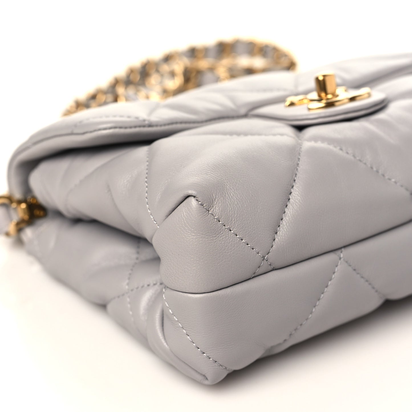 Lambskin Quilted Small Chain Top Handle Flap Grey
