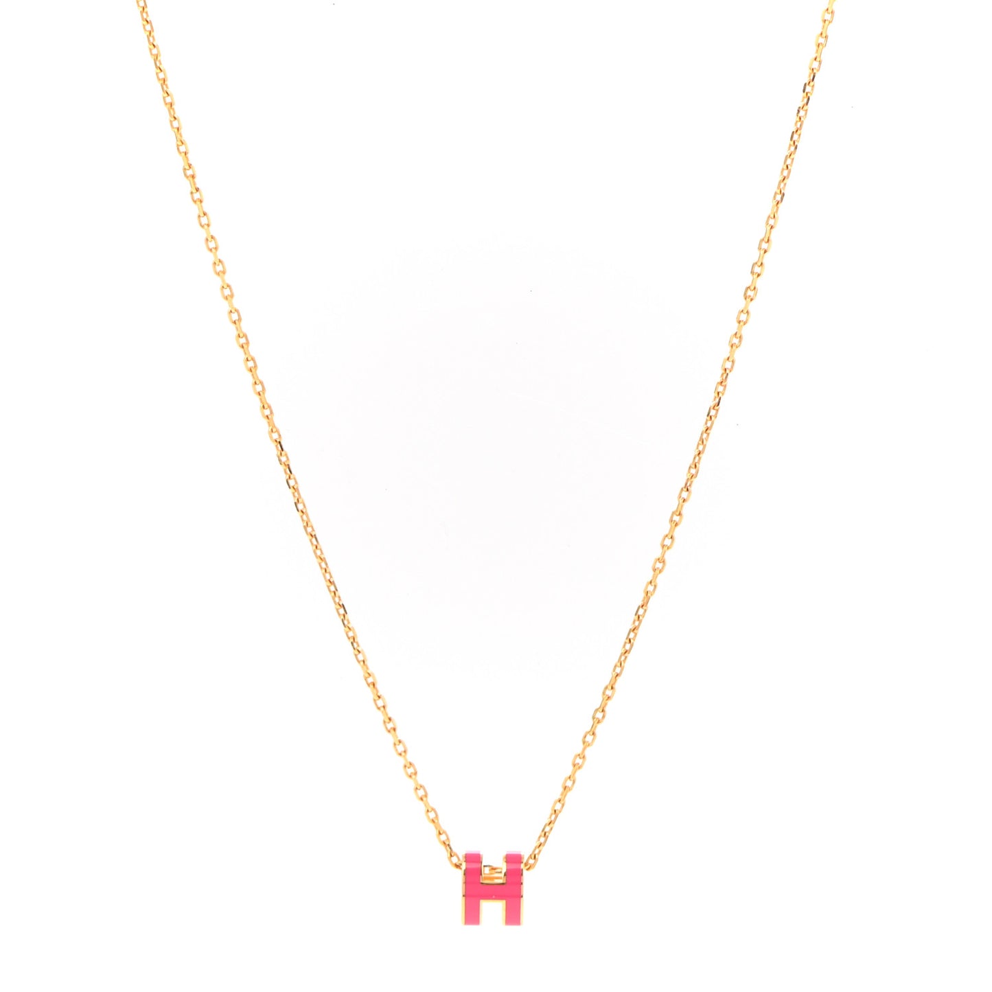 Lacquered Gold Mini Pop H Pendant Necklace Rose Extreme