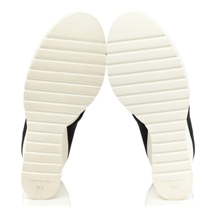 Chanel Patent Calfskin Runway Wedge Short Platform Boots 36.5 Black White Beige 6 of 11