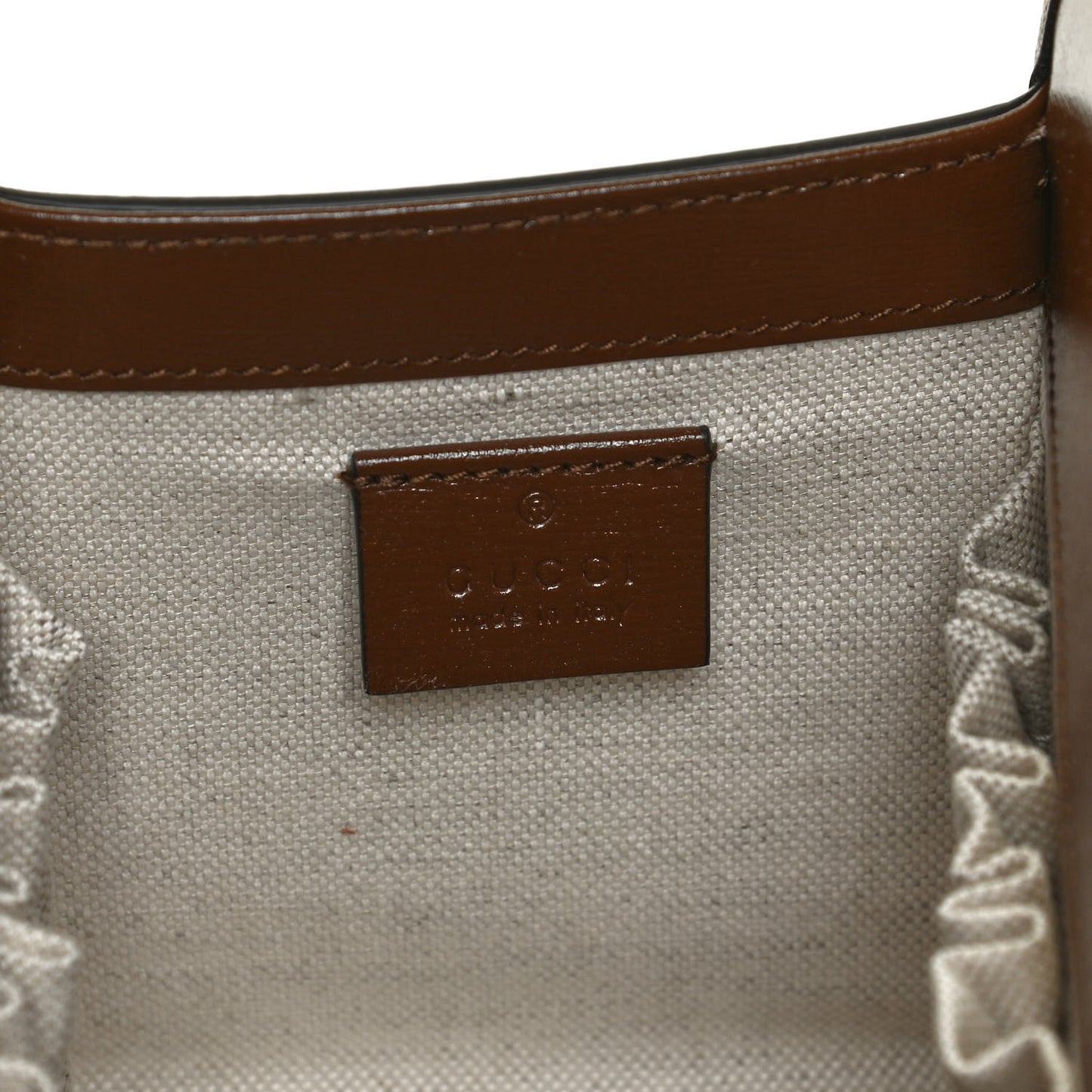 GG Supreme Monogram Azalea Calfskin Mini Horsebit 1955 Foldover Top Handle Bag Beige Ebony Brown Sugar