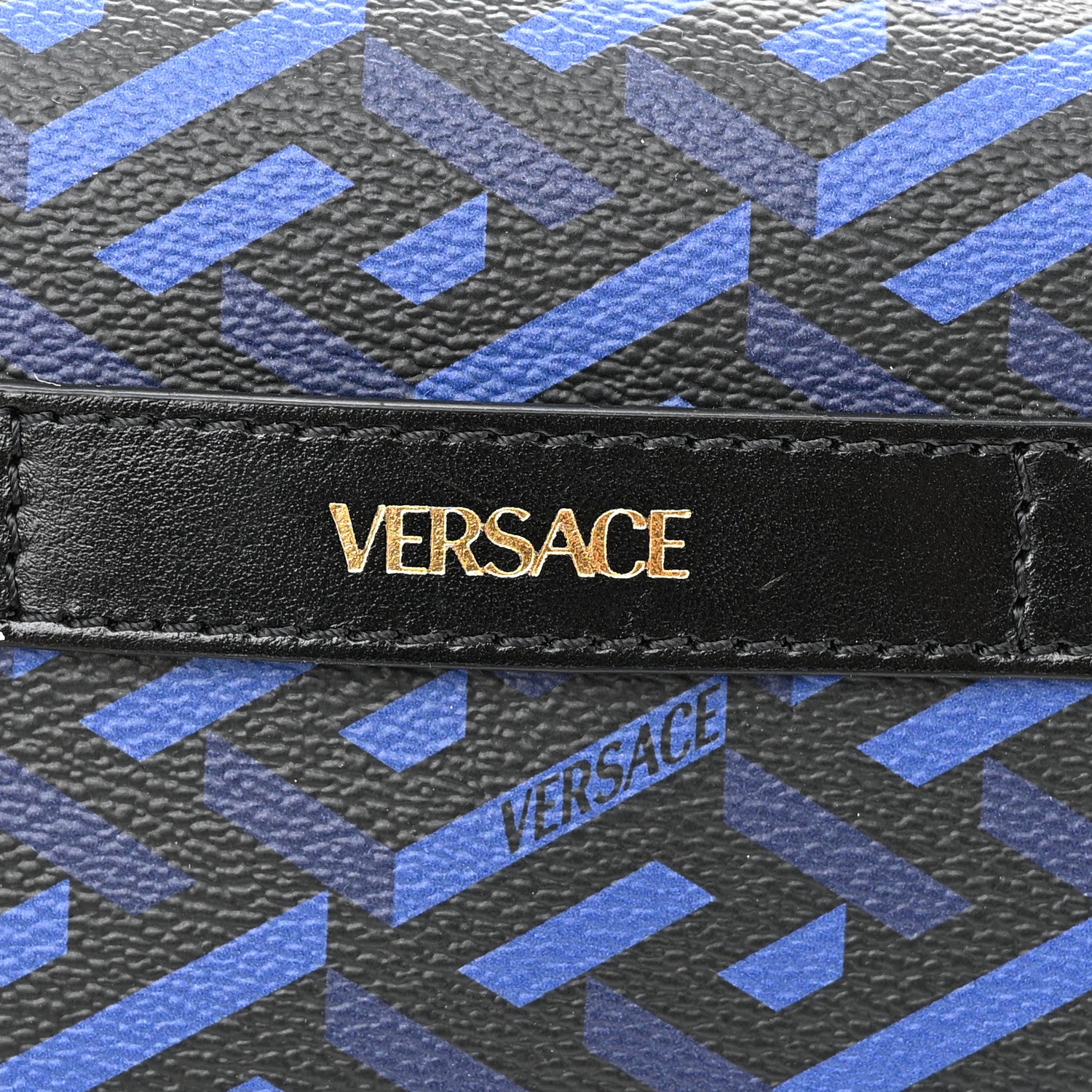 Versace Coated Canvas La Greca Signature Bum Bag Black Blue 7 of 10