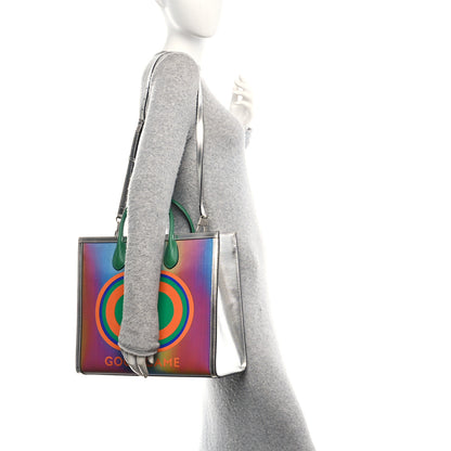 Gucci Laminated Textured Dollar Calfskin Good Game Interlocking G Tote Silver 2 of 10