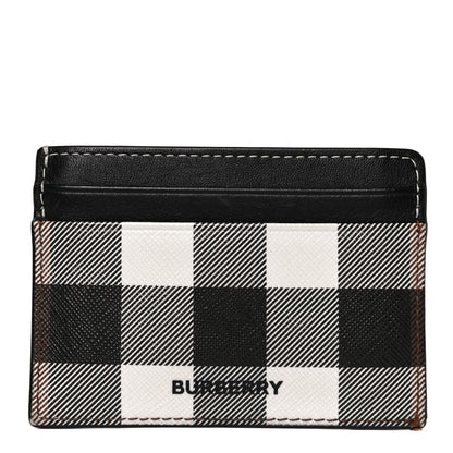 Burberry Calfskin E-canvas Kier Check Card Case Black White 1 of 11