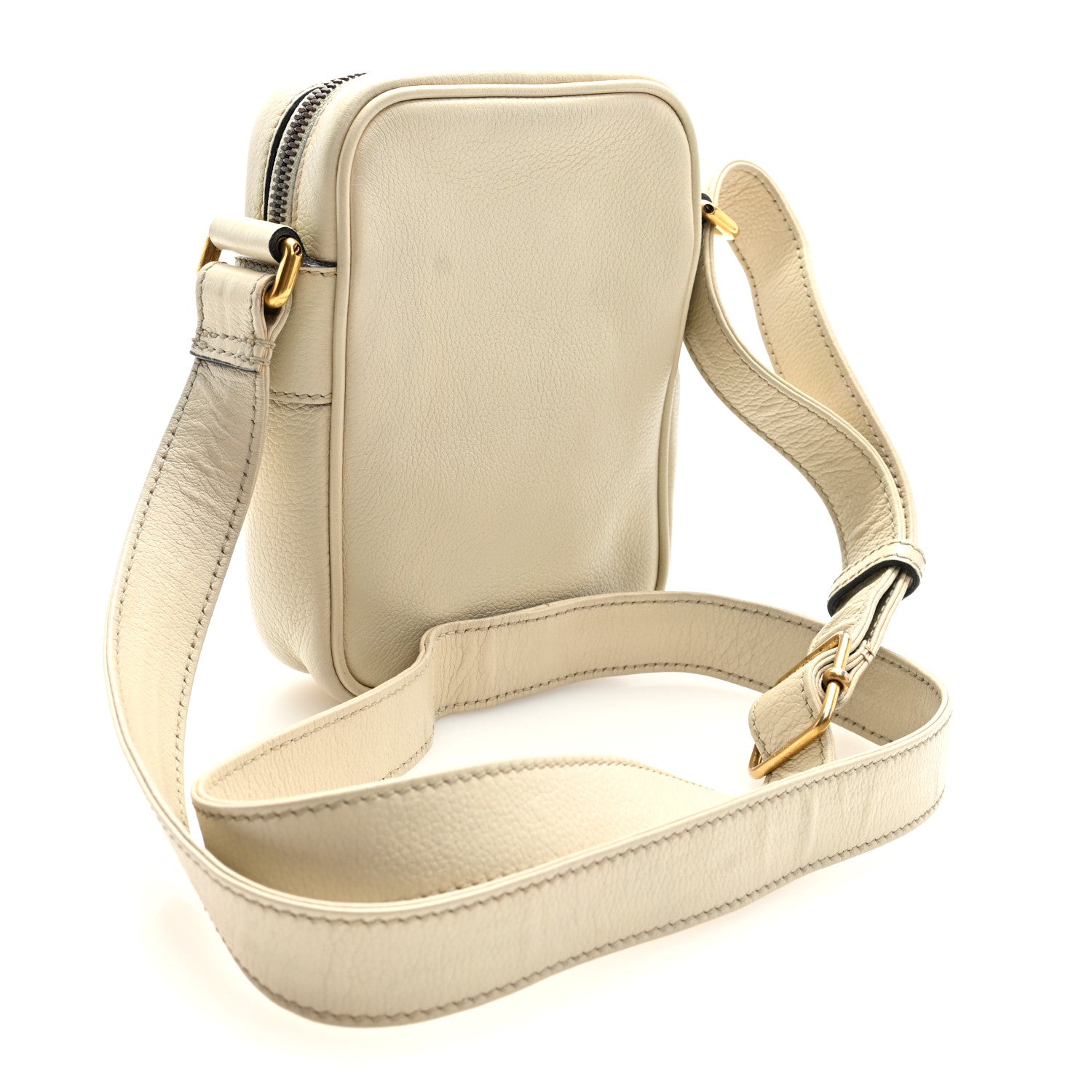 Gucci Grained Calfskin Mini Logo Messenger Bag White 3 of 10