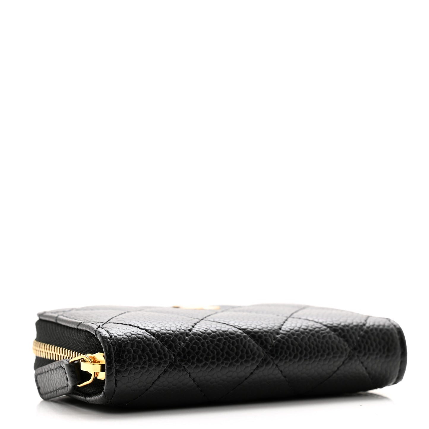Caviar Quilted Zip Coin Purse Black