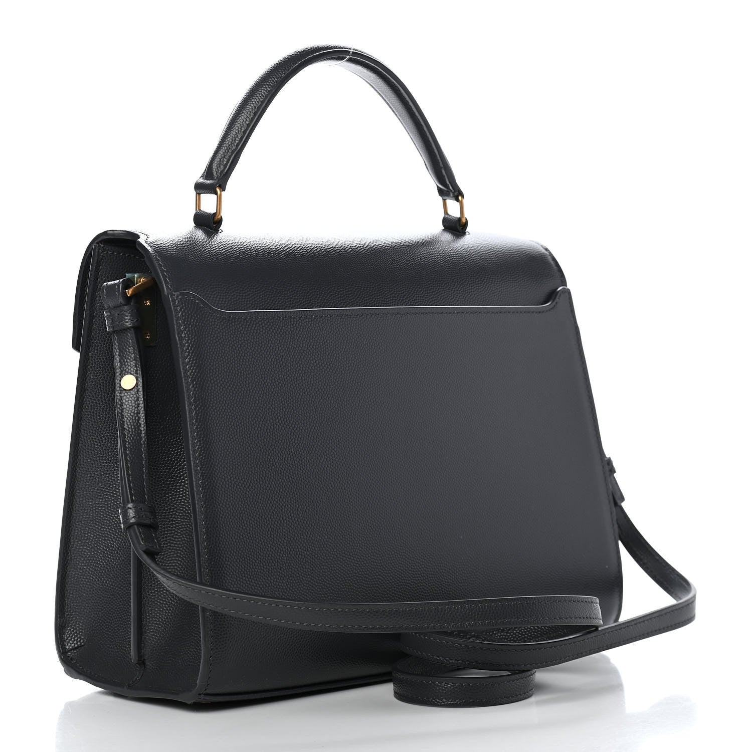 Saint Laurent Grain de Poudre Medium Classic Monogram Cassandra Top Handle Dark Smog 3 of 10