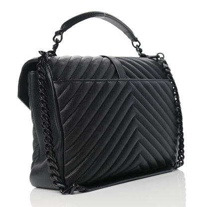 Saint Laurent Sheepskin Matelasse Chevron Monogram Monochrome Large College Satchel Black 3 of 10