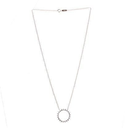 Tiffany 18K Rose Gold Diamond Open Circle Pendant Necklace 2 of 7