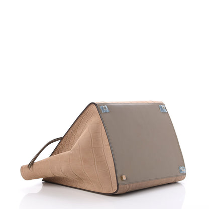 Celine Crocodile Embossed Nubuck Medium Phantom Luggage Beige 4 of 8