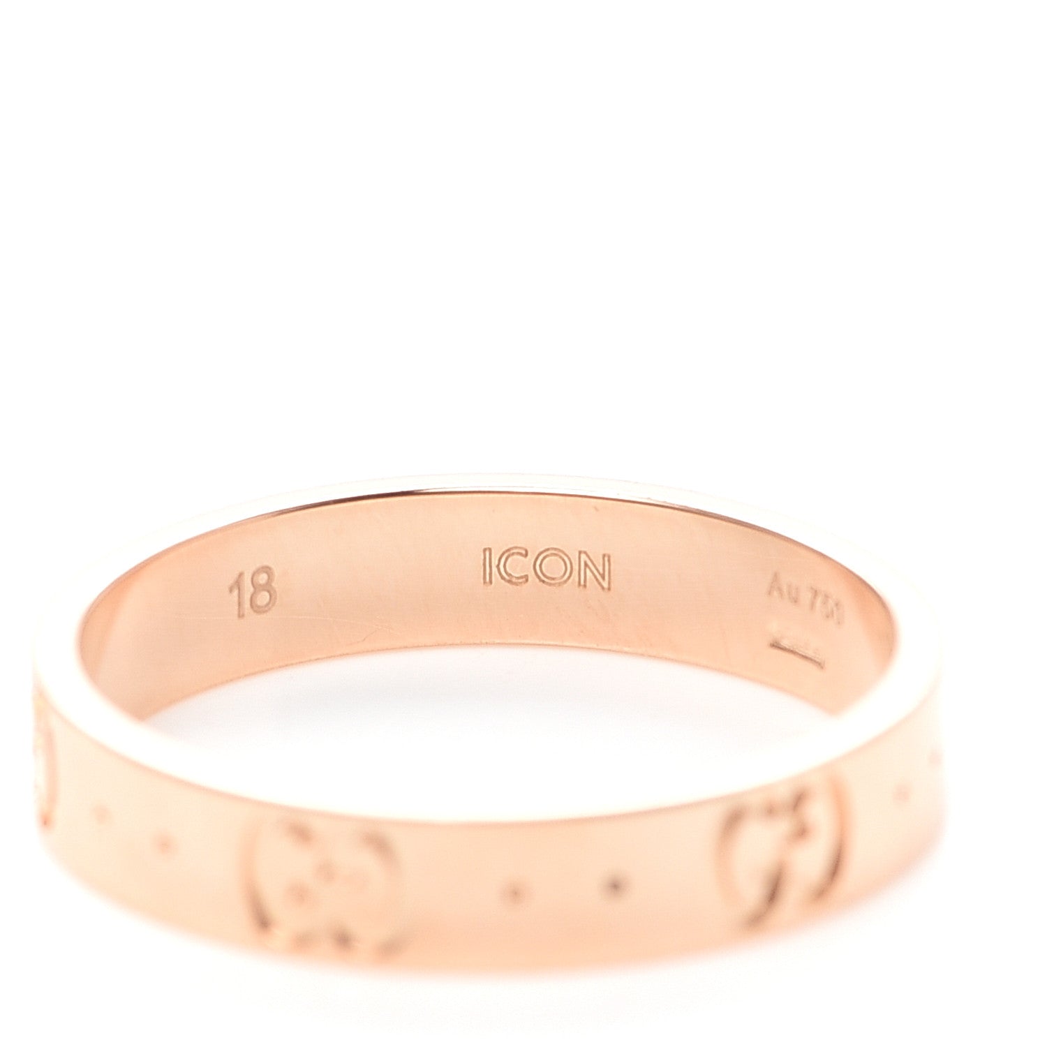 Gucci 18K Rose Gold 4mm Icon Thin Band Ring 58 8.25 4 of 5