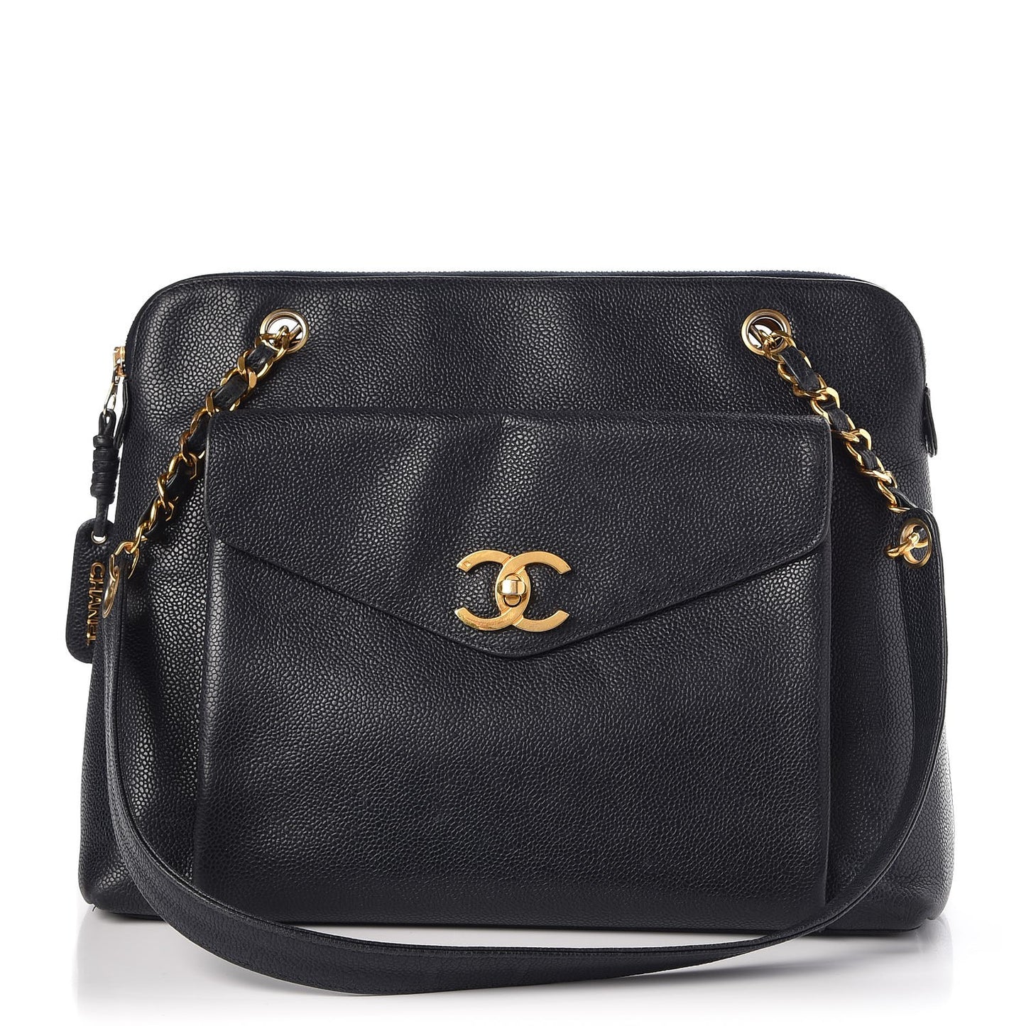 Caviar CC Shoulder Bag Navy Blue
