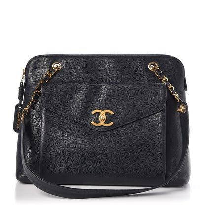 Chanel Caviar CC Shoulder Bag Navy Blue 1 of 11