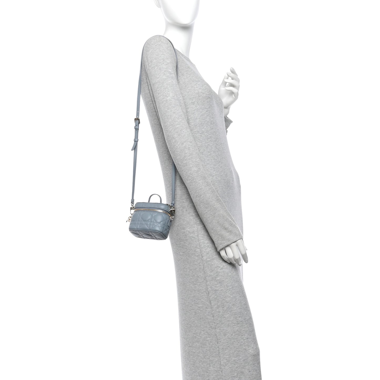 Lambskin Cannage Micro Lady Dior Vanity Case Cloud Blue