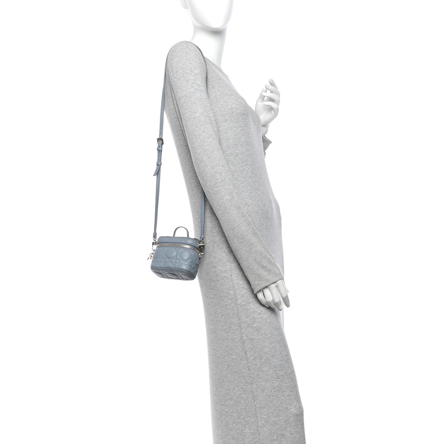 Christian Dior Lambskin Cannage Micro Lady Dior Vanity Case Cloud Blue 2 of 11