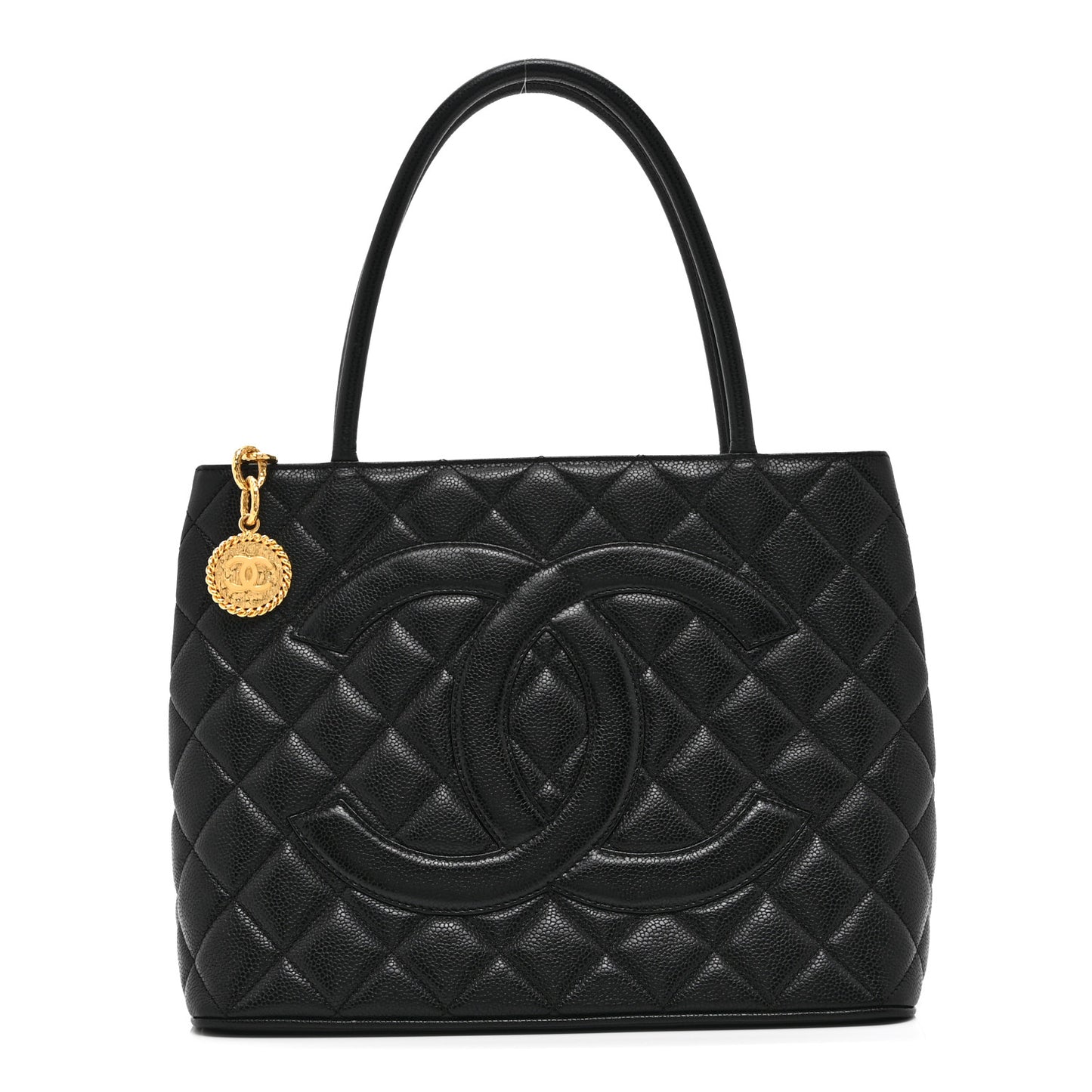 Caviar Quilted Medallion Tote Black