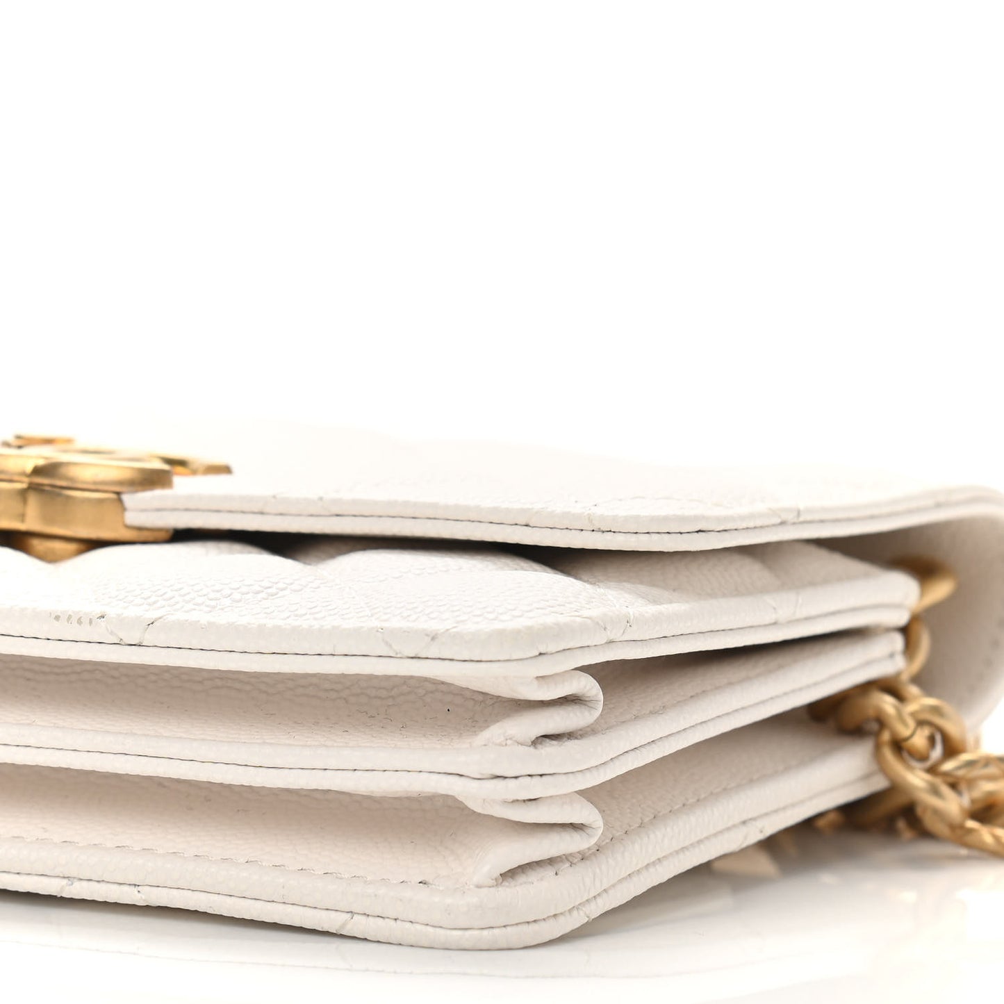 Caviar Quilted Mini Bracelet On Chain Wallet On Chain WOC White