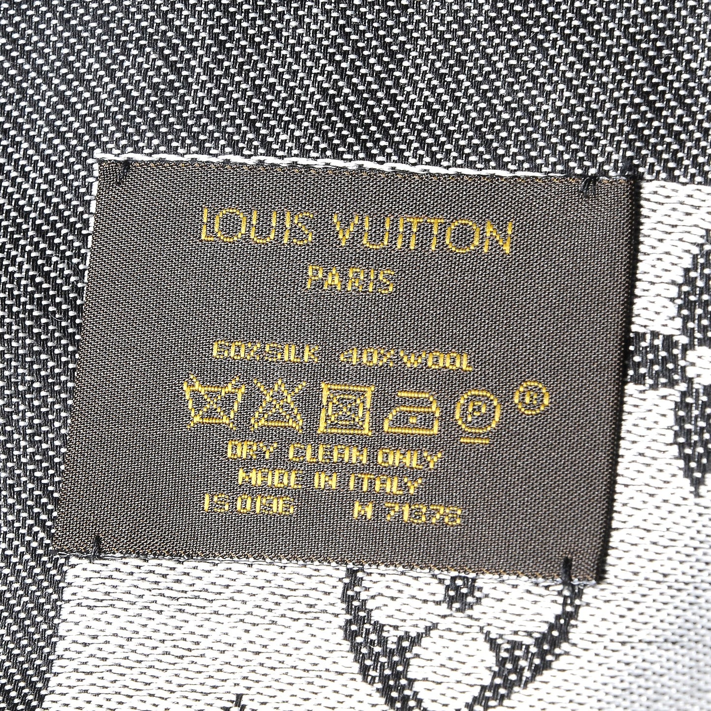 Wool Silk Monogram Denim Shawl Black