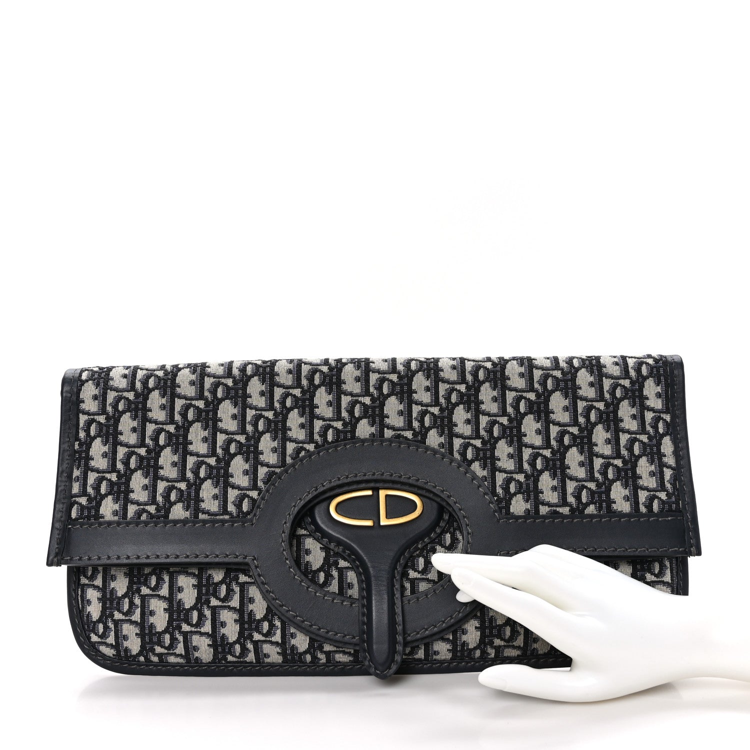 Christian Dior Oblique Fold Over Clutch Blue 2 of 8