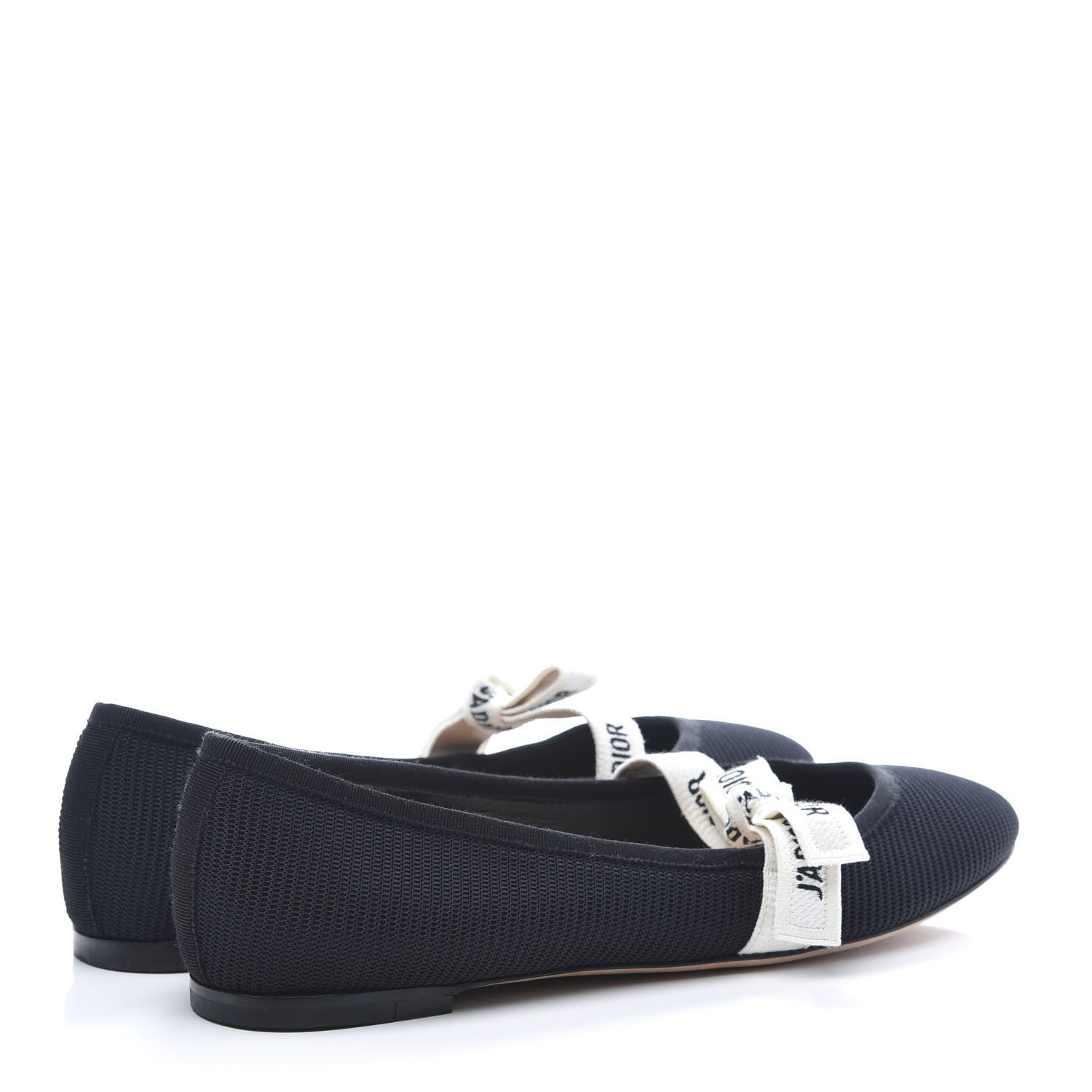 Christian Dior Fabric Ribbon Embroidered J'Adior Ballet Flats 41 Black 4 of 7
