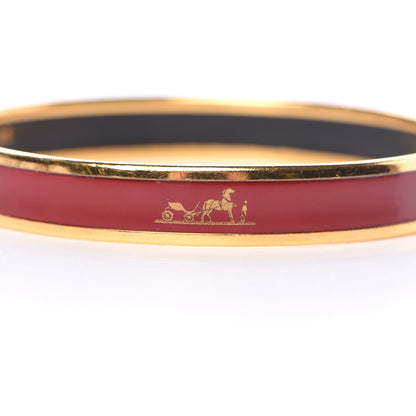 Hermes Enamel Printed Narrow Caleche Bracelet 62 Rouge H 6 of 6