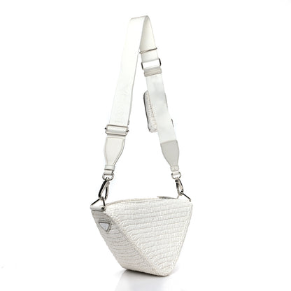 Prada Yarn Raffia Effect Crochet Triangle Shoulder Bag White 2 of 8