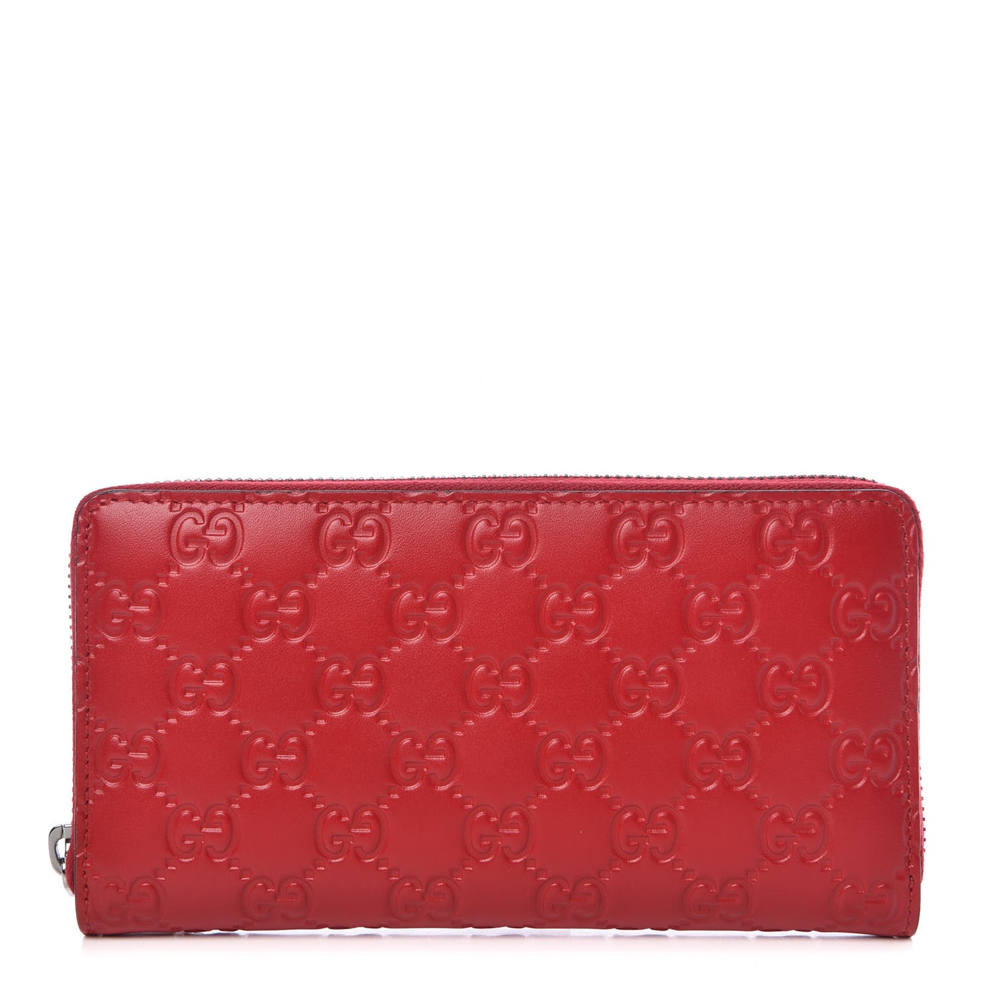 Guccissima Signature Zip Around Wallet Hibiscus Red