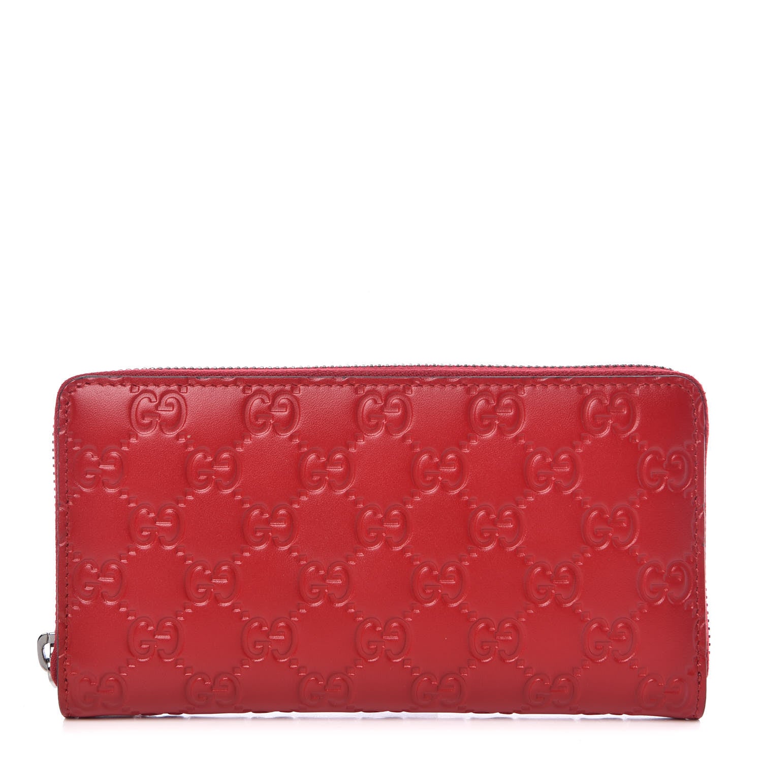 Gucci Guccissima Signature Zip Around Wallet Hibiscus Red 1 of 8
