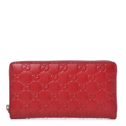 Gucci Guccissima Signature Zip Around Wallet Hibiscus Red 1 of 8