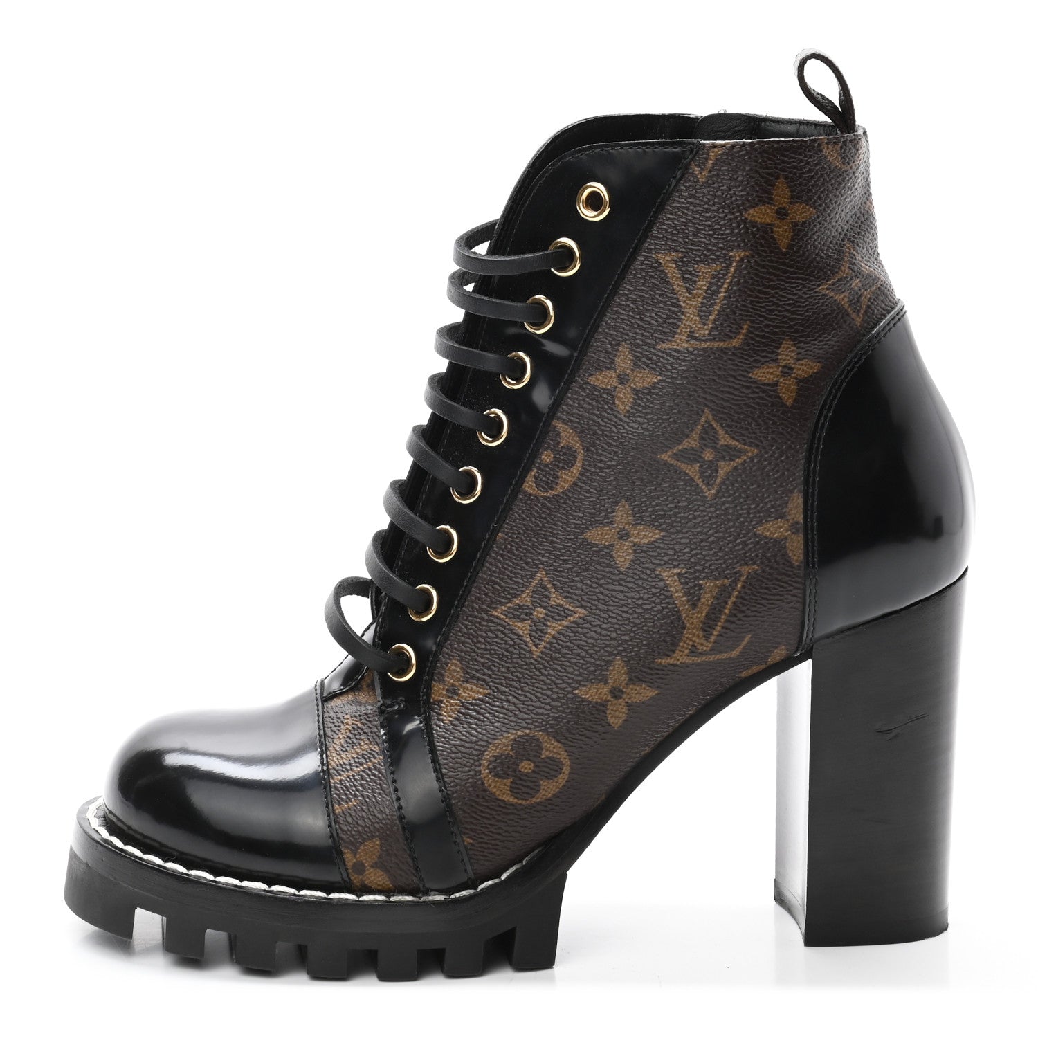 Louis Vuitton Patent Calfskin Monogram Star Trail Ankle Boots 37.5 Black 1 of 10