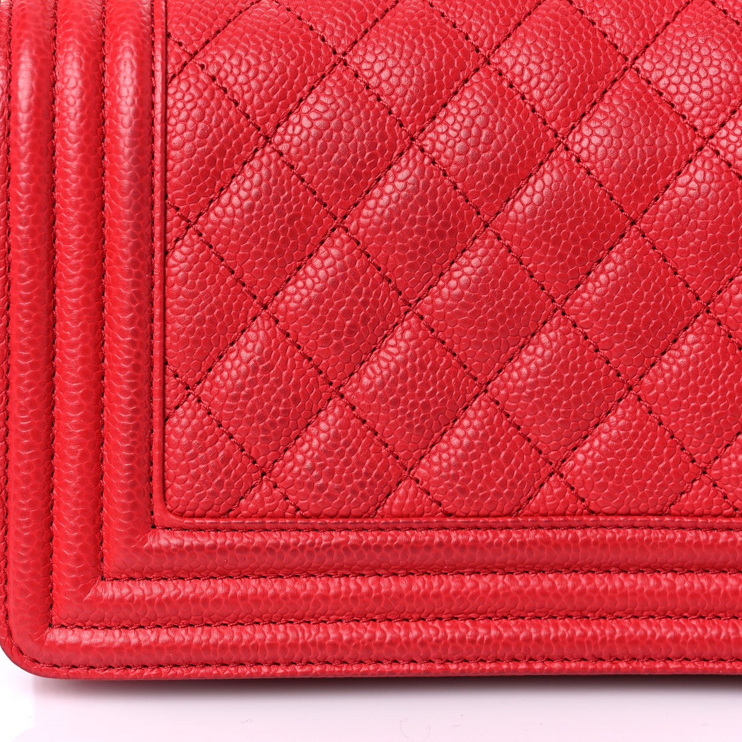 Caviar Quilted Small Boy Flap Dark Red